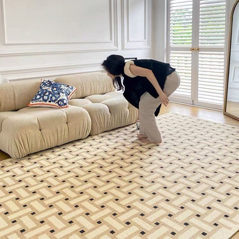 Brown Pattern Carpet Polyester Simple Carpet Non-Slip Backing Carpet for Drawing Room