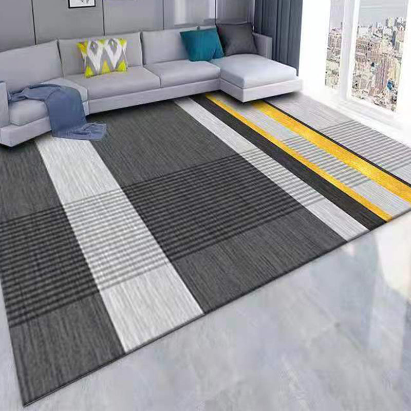 Gray Simple Rug Polyester Graphic Indoor Rug Washable Rug for Drawing Room