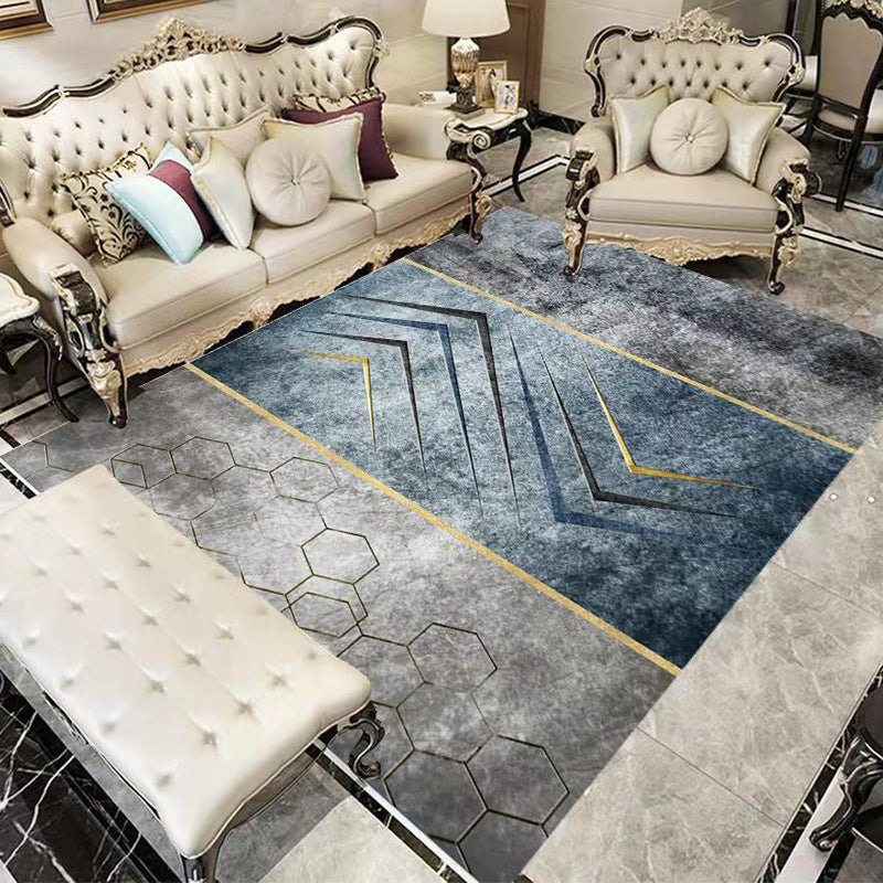 Gray Simple Rug Polyester Graphic Indoor Rug Washable Rug for Drawing Room