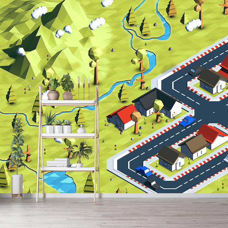 Traffic Map Washable Illustration Mural Wallpaper Indoor Wall Mural