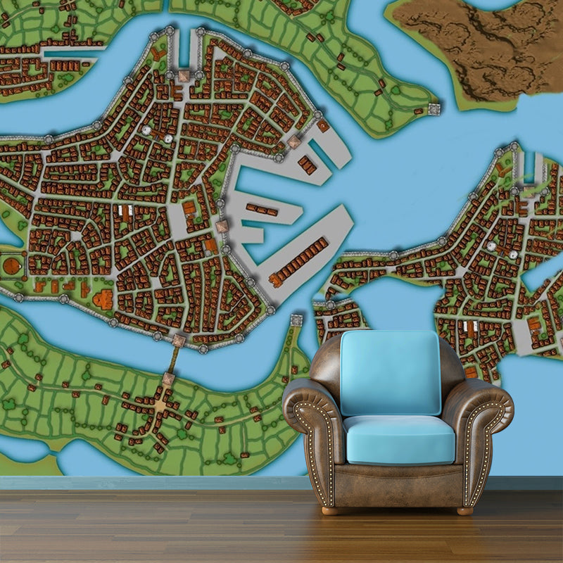 Traffic Map Washable Illustration Mural Wallpaper Indoor Wall Mural