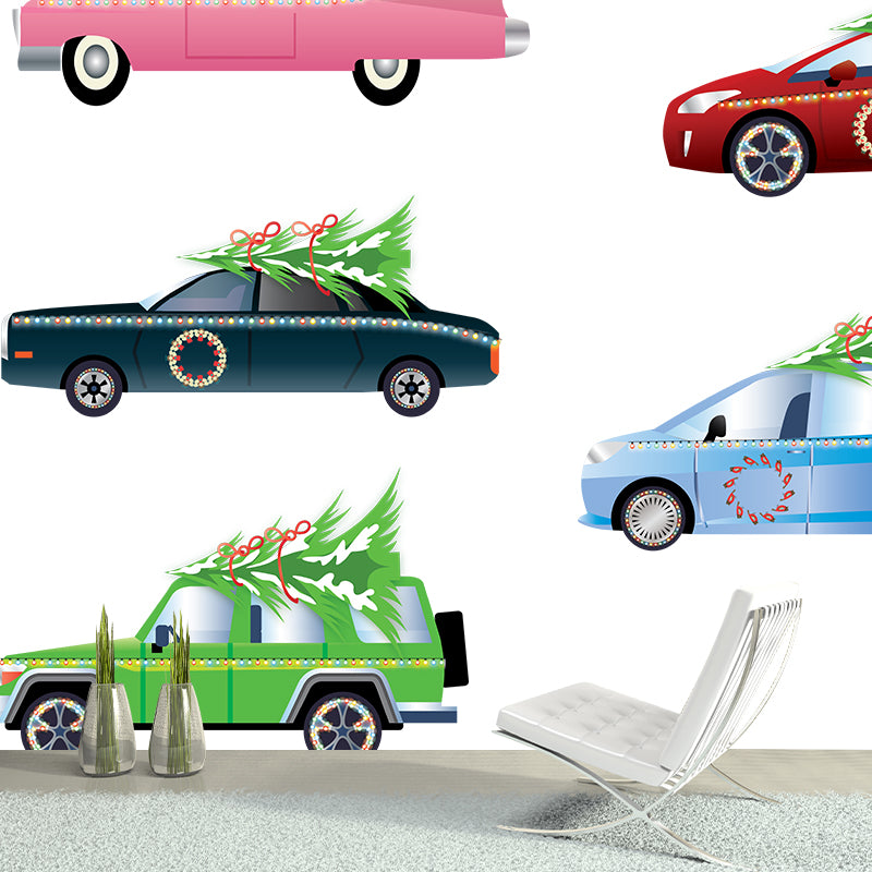 Illustration Vehicle Mildew Resistant Mural Wallpaper Sleeping Room Wall Mural