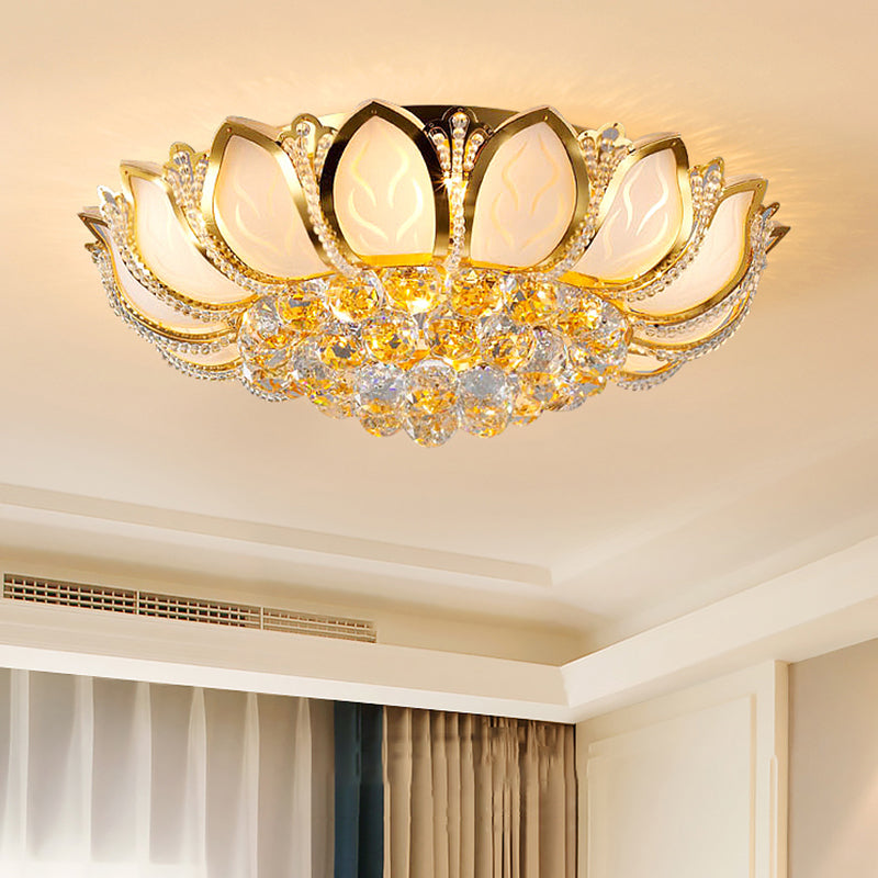 Crystal Gold Ceiling Light Fixture Floral Minimalist Ceiling Flush Mount