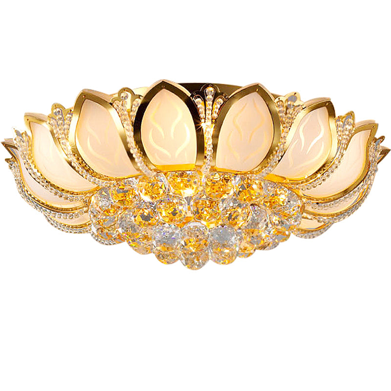 Crystal Gold Ceiling Light Fixture Floral Minimalist Ceiling Flush Mount
