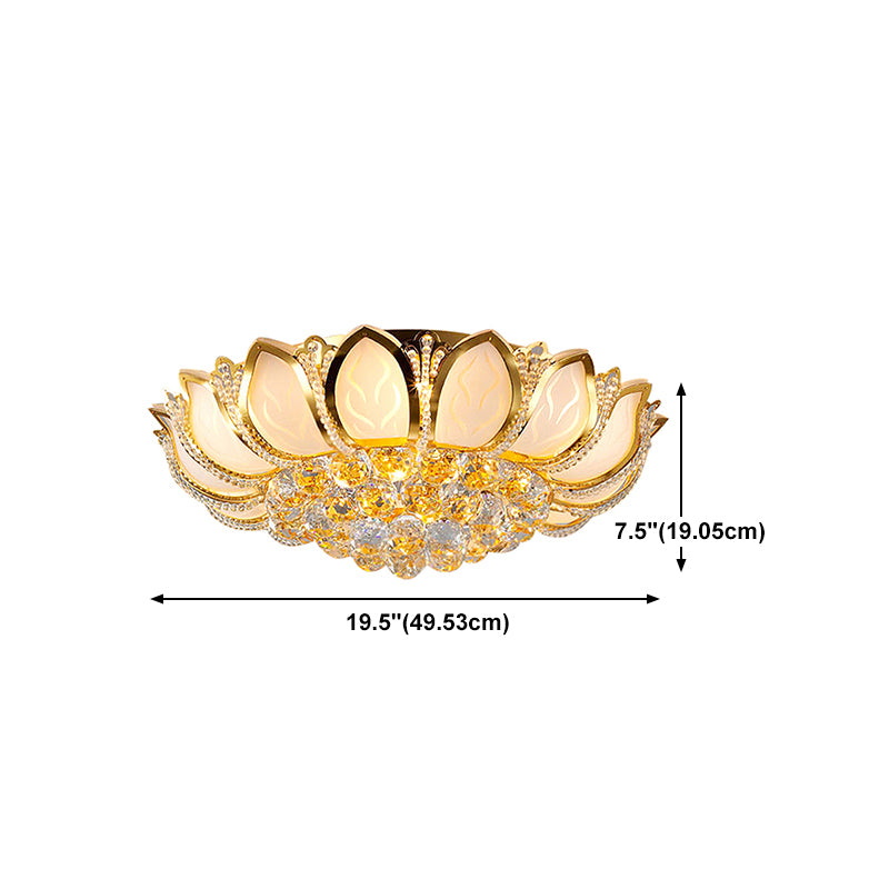 Crystal Gold Ceiling Light Fixture Floral Minimalist Ceiling Flush Mount