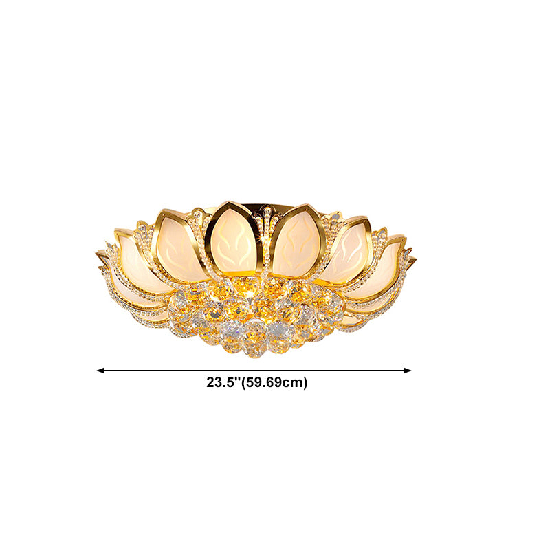 Crystal Gold Ceiling Light Fixture Floral Minimalist Ceiling Flush Mount