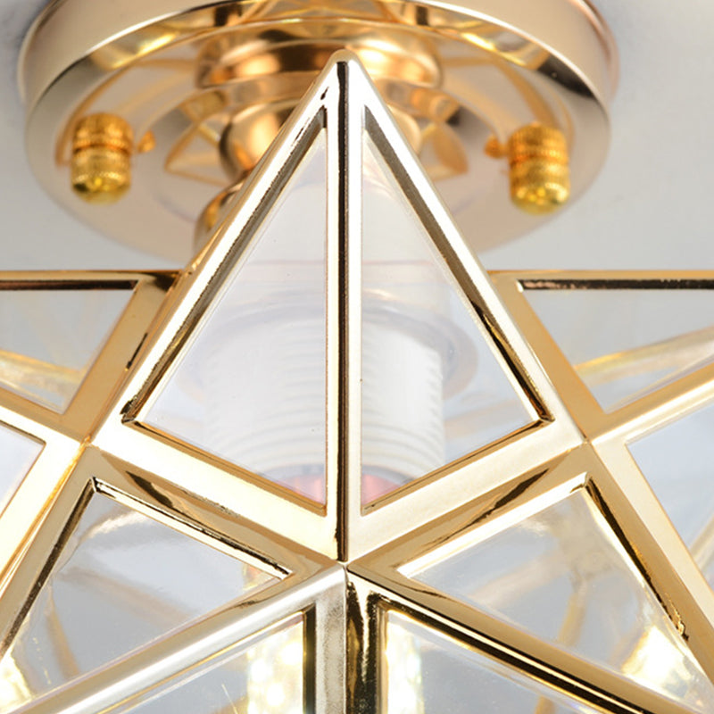Glass Semi Flush Mount Light Star Shape Vintage Semi Flush Ceiling Light