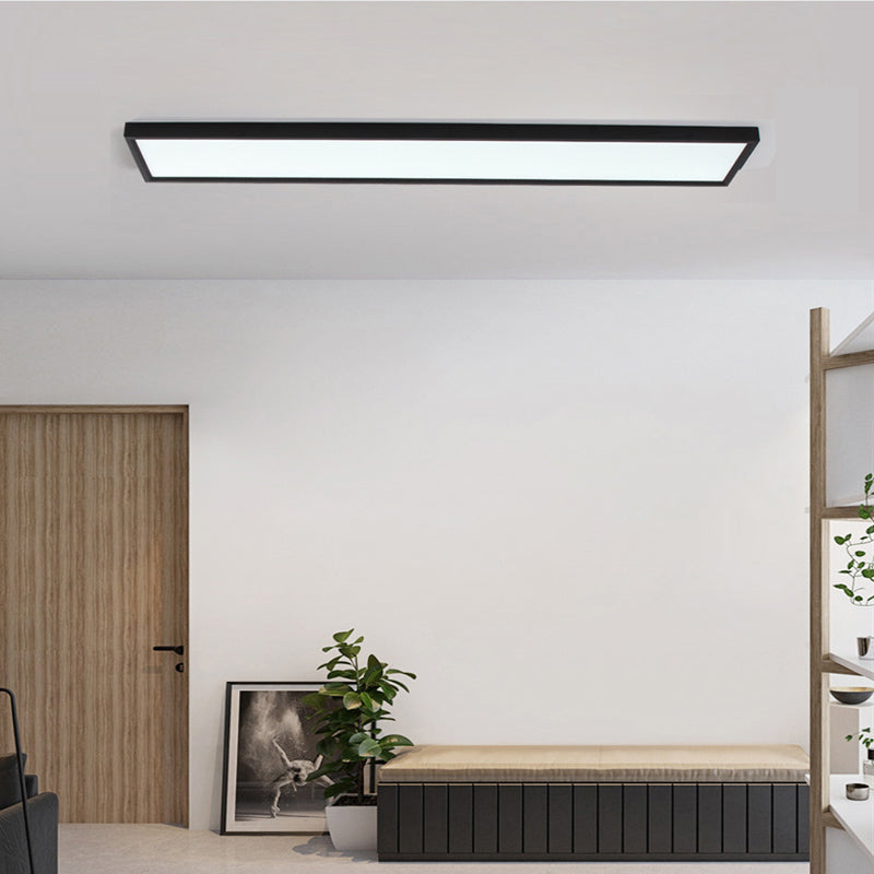 Rectangular Ceiling Light Fixture Modern Aluminum LED Living Room Flush Light in Black