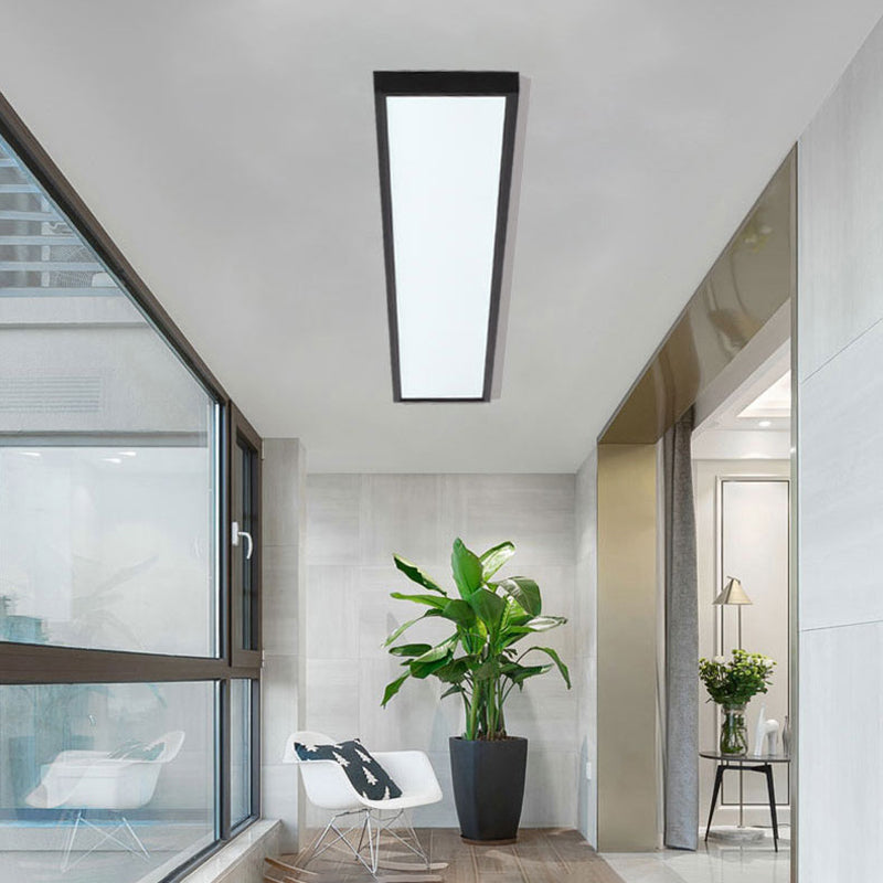 Rectangular Ceiling Light Fixture Modern Aluminum LED Living Room Flush Light in Black