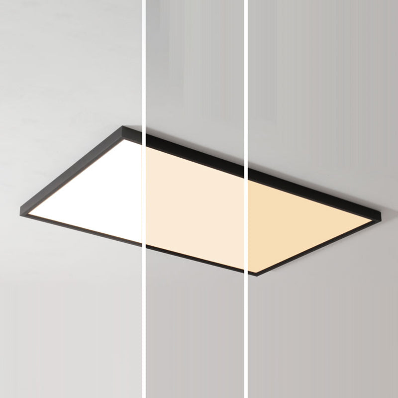 Rectangular Ceiling Light Fixture Modern Aluminum LED Living Room Flush Light in Black