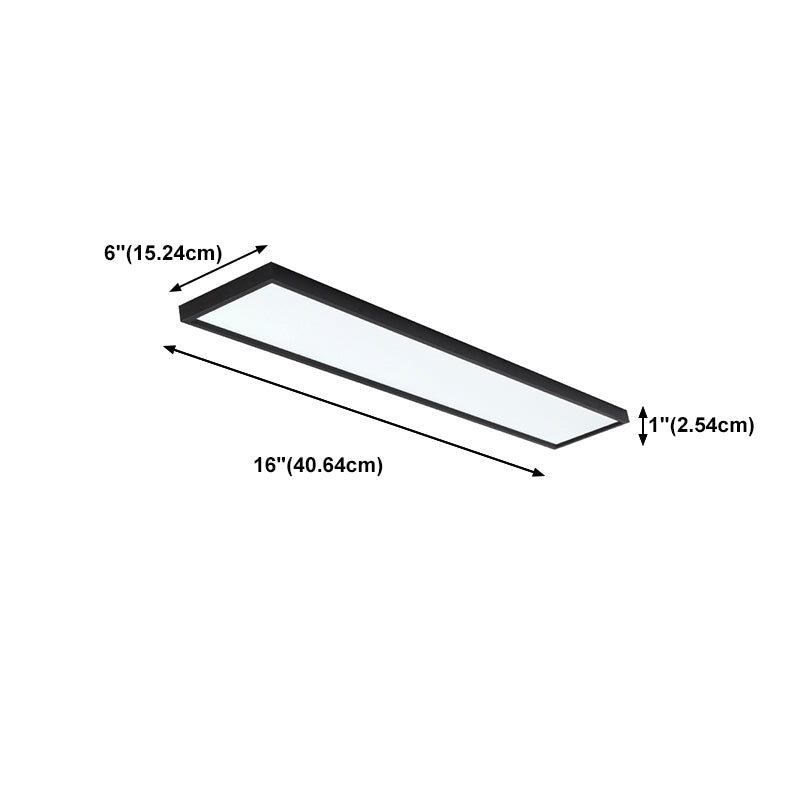 Rectangular Ceiling Light Fixture Modern Aluminum LED Living Room Flush Light in Black