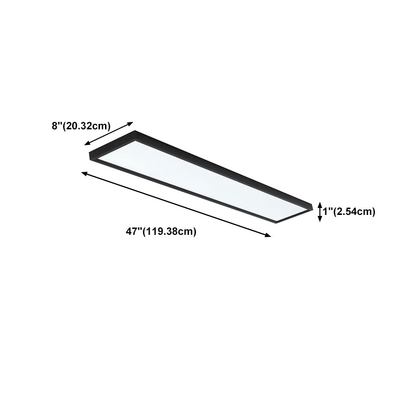 Rectangular Ceiling Light Fixture Modern Aluminum LED Living Room Flush Light in Black