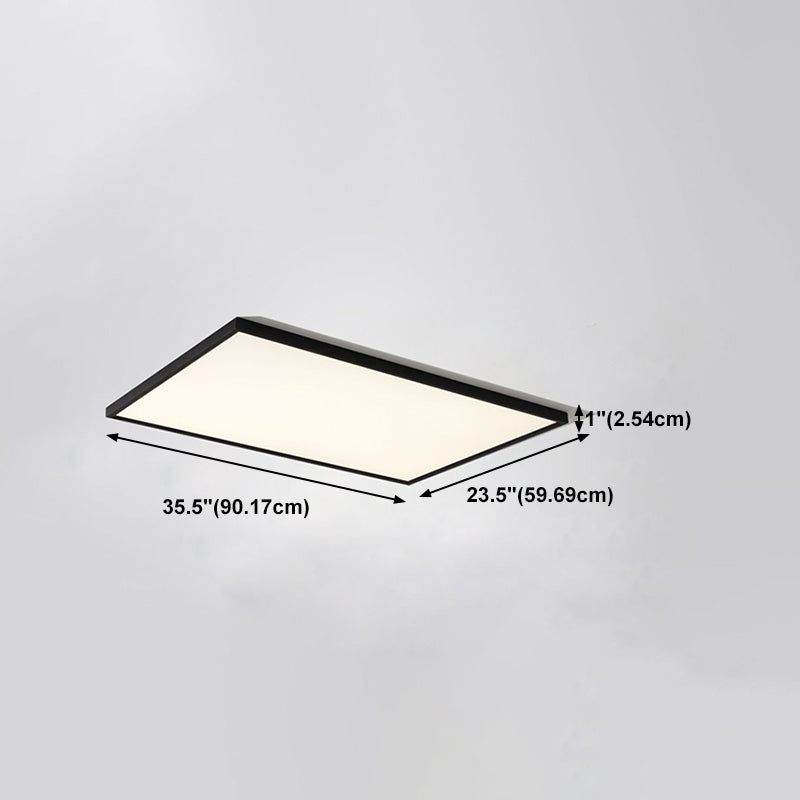 Rectangular Ceiling Light Fixture Modern Aluminum LED Living Room Flush Light in Black