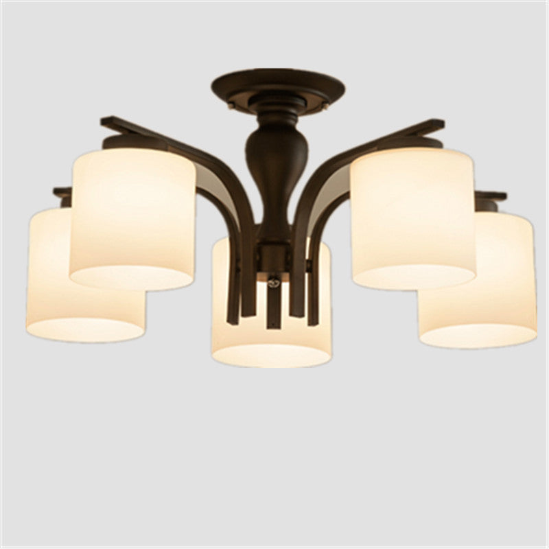 Glass Semi Flush Mount Lighting Simplistic Black Cylindrical Living Room Semi Flush Light