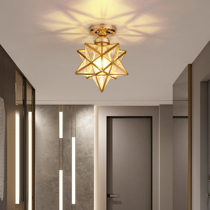 Glass Semi Flush Mount Lighting Vintage Style Shaded Aisle Semi Mount Lighting