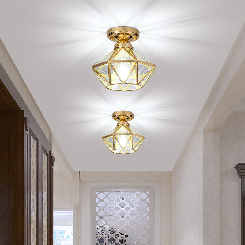 Glass Semi Flush Mount Lighting Vintage Style Shaded Aisle Semi Mount Lighting