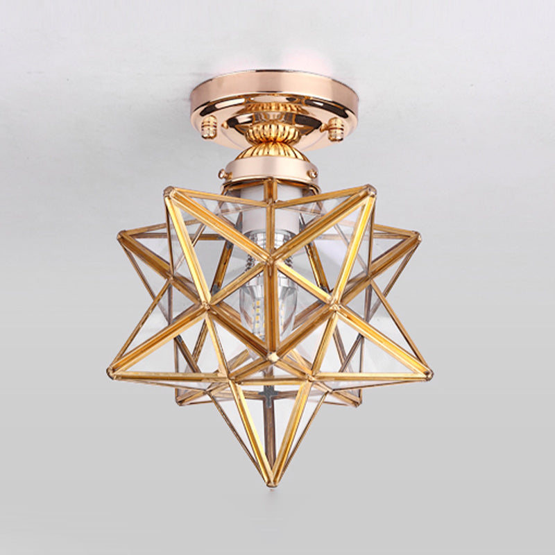 Glass Semi Flush Mount Lighting Vintage Style Shaded Aisle Semi Mount Lighting