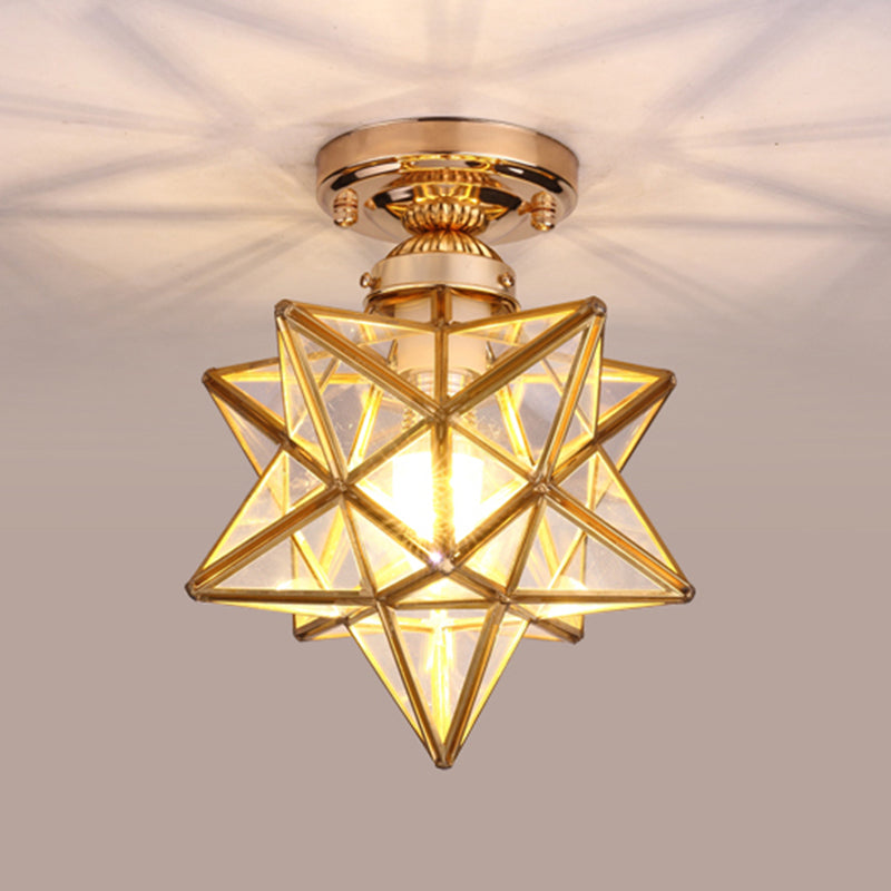 Glass Semi Flush Mount Lighting Vintage Style Shaded Aisle Semi Mount Lighting