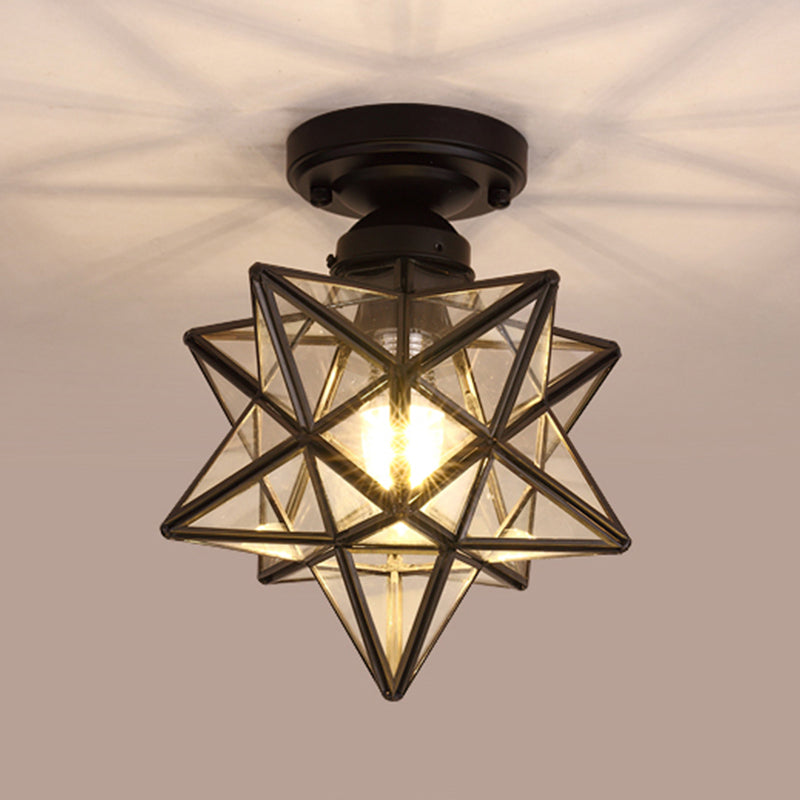 Glass Semi Flush Mount Lighting Vintage Style Shaded Aisle Semi Mount Lighting