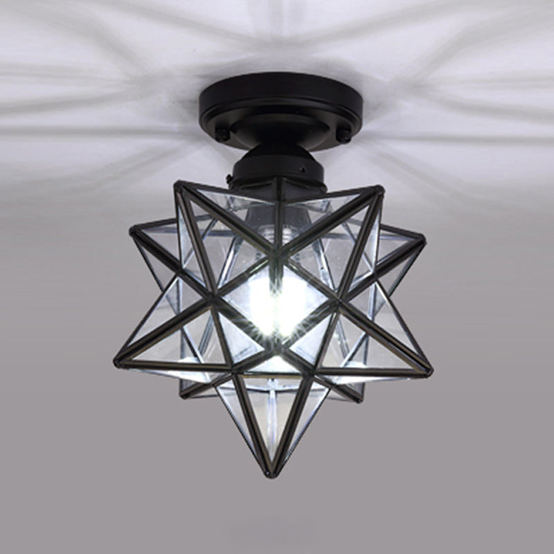 Glass Semi Flush Mount Lighting Vintage Style Shaded Aisle Semi Mount Lighting