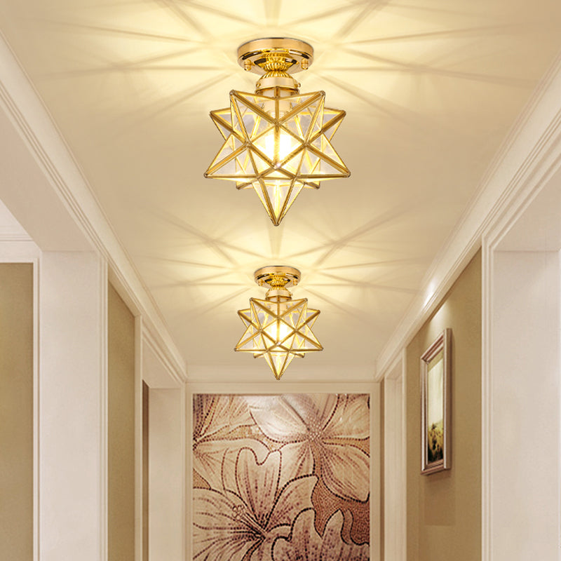 Glass Semi Flush Mount Lighting Vintage Style Shaded Aisle Semi Mount Lighting
