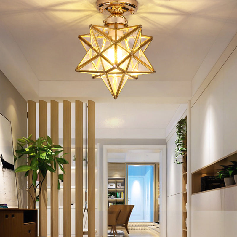 Glass Semi Flush Mount Lighting Vintage Style Shaded Aisle Semi Mount Lighting