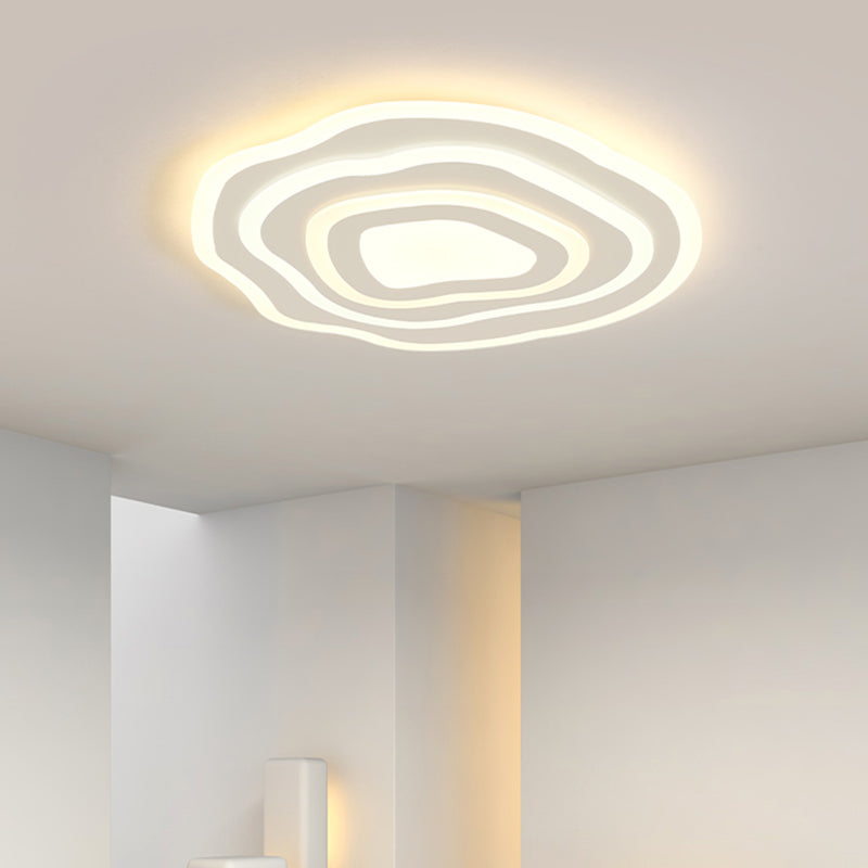 Geometría blanca LED integrado instalado en la moderna y sencilla lámpara de techo de hierro lacado de pantalla de acrílico