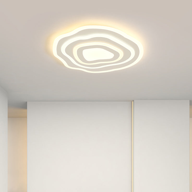 Geometría blanca LED integrado instalado en la moderna y sencilla lámpara de techo de hierro lacado de pantalla de acrílico