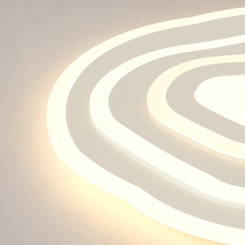 Geometría blanca LED integrado instalado en la moderna y sencilla lámpara de techo de hierro lacado de pantalla de acrílico