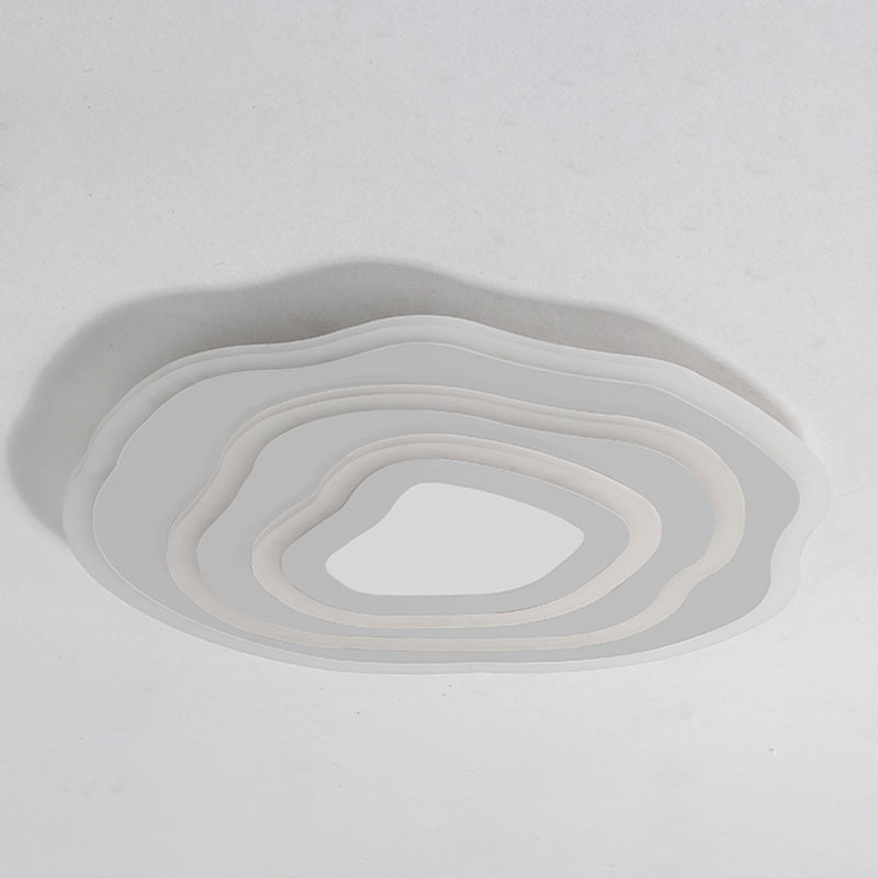 Geometría blanca LED integrado instalado en la moderna y sencilla lámpara de techo de hierro lacado de pantalla de acrílico