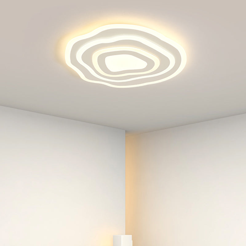 Geometría blanca LED integrado instalado en la moderna y sencilla lámpara de techo de hierro lacado de pantalla de acrílico