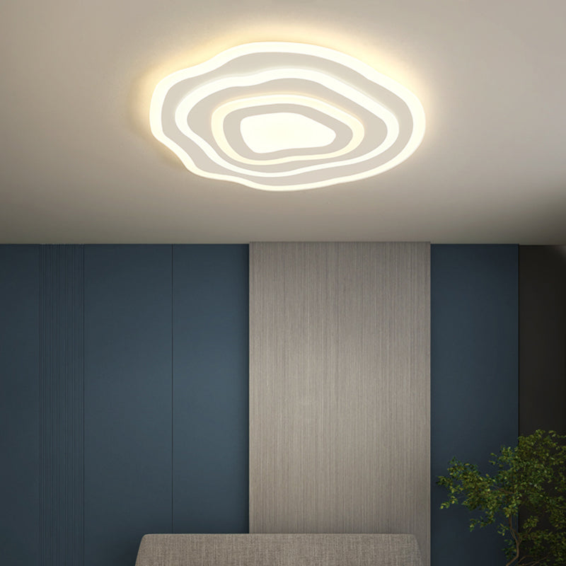 Geometría blanca LED integrado instalado en la moderna y sencilla lámpara de techo de hierro lacado de pantalla de acrílico