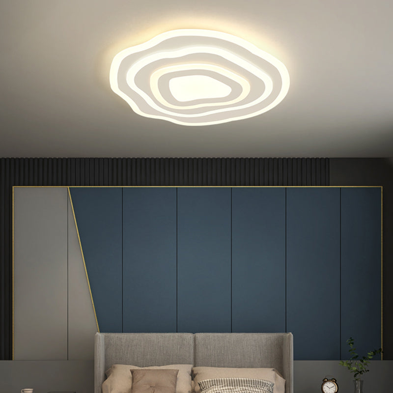 Geometría blanca LED integrado instalado en la moderna y sencilla lámpara de techo de hierro lacado de pantalla de acrílico