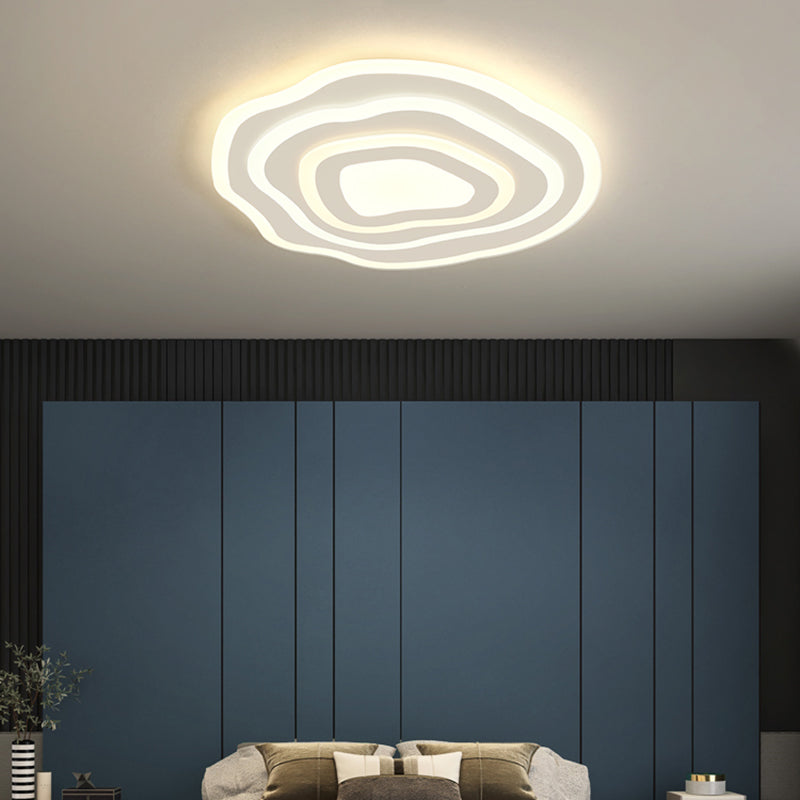Geometría blanca LED integrado instalado en la moderna y sencilla lámpara de techo de hierro lacado de pantalla de acrílico