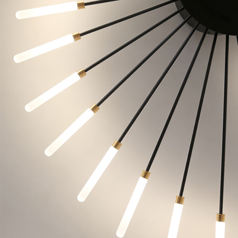 Modern Minimalist LED Semi Flush Mount Lacquered Iron Linear Ceiling Light with Acrylic Shade
