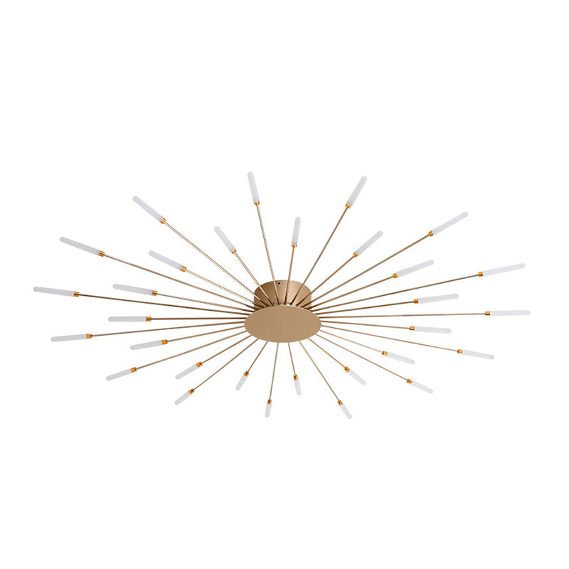 Modern Minimalist LED Semi Flush Mount Lacquered Iron Linear Ceiling Light with Acrylic Shade