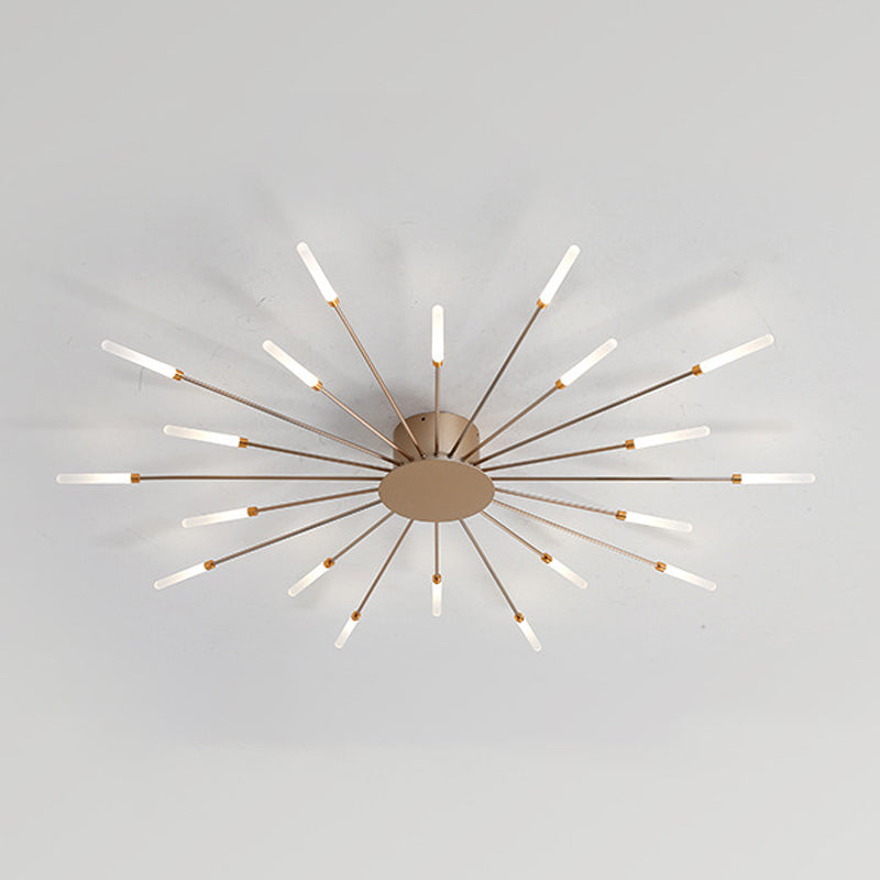 Modern Minimalist LED Semi Flush Mount Lacquered Iron Linear Ceiling Light with Acrylic Shade