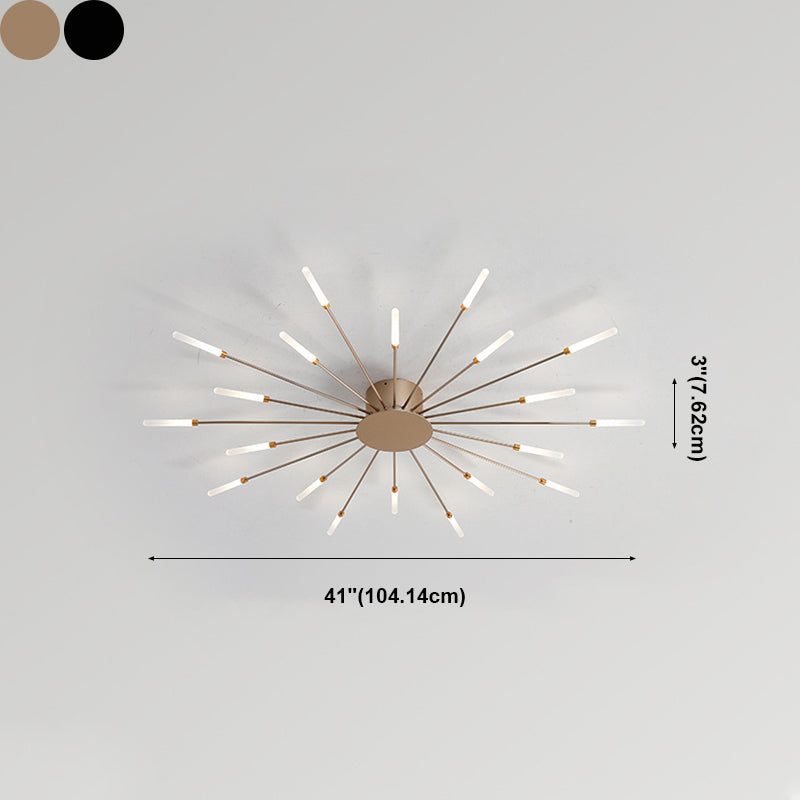 Modern Minimalist LED Semi Flush Mount Lacquered Iron Linear Ceiling Light with Acrylic Shade