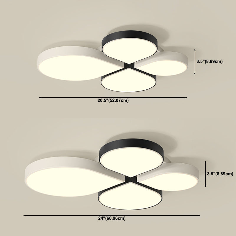 Plafonnier LED en acrylique à 4 lumières de style moderne et concis, plafonnier géométrique en fer laqué