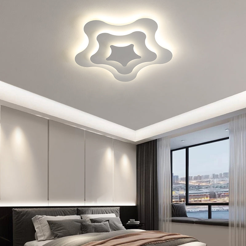 Plafonnier LED géométrique blanc en fer laqué de style moderne avec abat-jour en acrylique