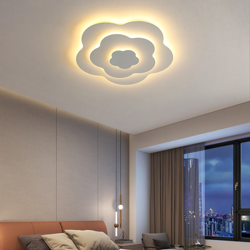Plafonnier LED géométrique blanc en fer laqué de style moderne avec abat-jour en acrylique