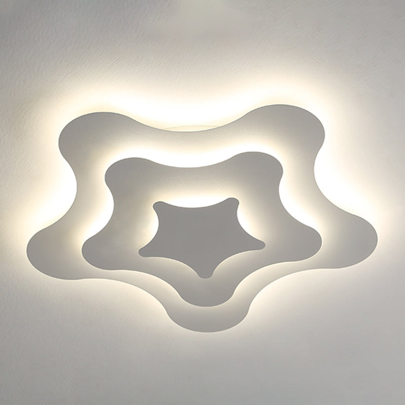 Plafonnier LED géométrique blanc en fer laqué de style moderne avec abat-jour en acrylique