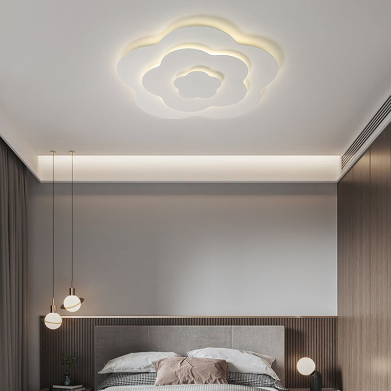 Plafonnier LED géométrique blanc en fer laqué de style moderne avec abat-jour en acrylique