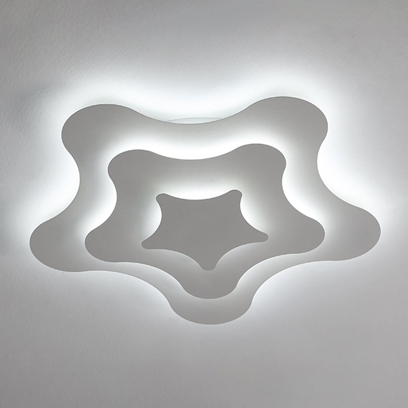 Plafonnier LED géométrique blanc en fer laqué de style moderne avec abat-jour en acrylique