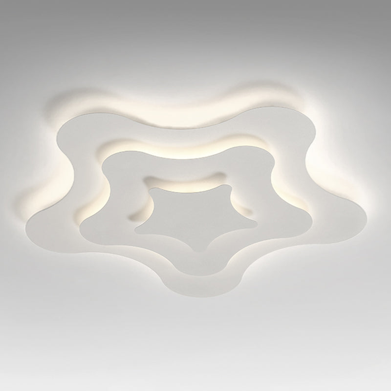 Plafonnier LED géométrique blanc en fer laqué de style moderne avec abat-jour en acrylique