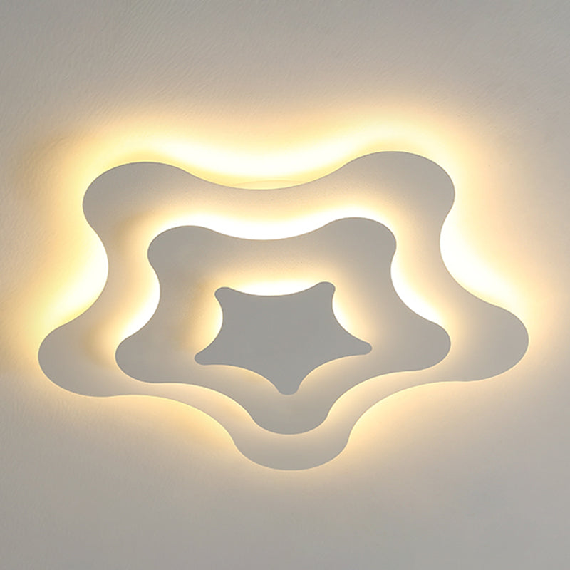 Plafonnier LED géométrique blanc en fer laqué de style moderne avec abat-jour en acrylique