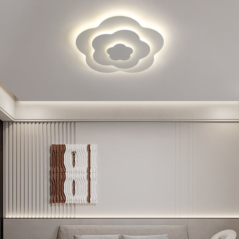Plafonnier LED géométrique blanc en fer laqué de style moderne avec abat-jour en acrylique