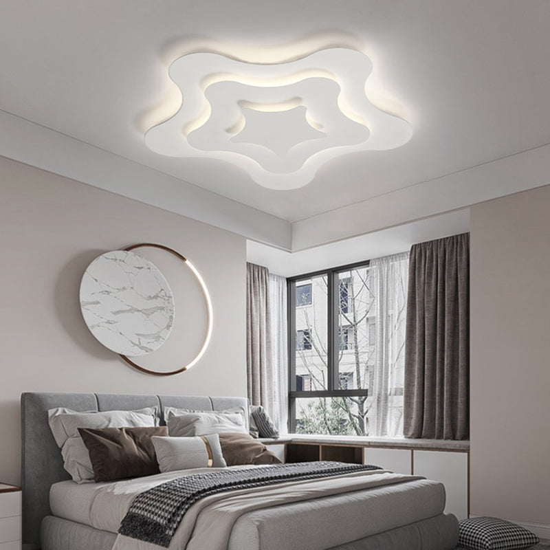 Plafonnier LED géométrique blanc en fer laqué de style moderne avec abat-jour en acrylique