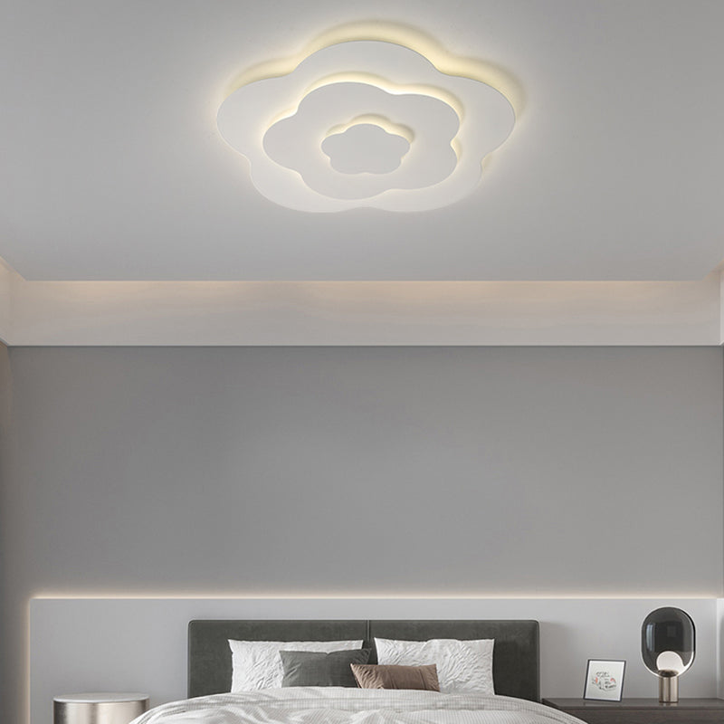 Plafonnier LED géométrique blanc en fer laqué de style moderne avec abat-jour en acrylique