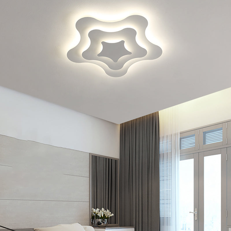 Plafonnier LED géométrique blanc en fer laqué de style moderne avec abat-jour en acrylique